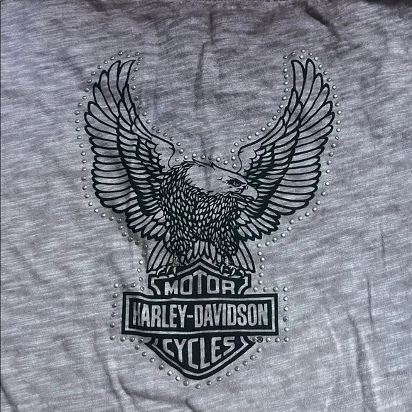 Harley-Davidson® Throttle Lace-Up Long Sleeve Knit Top Size S Studded Logo Back - Picture 9 of 10